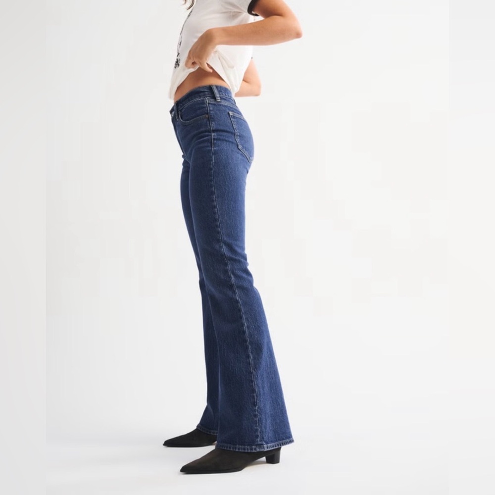 Abercrombie & Fitch High-Rise Dark Blue Flare Jeans